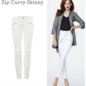 CAbi White Zip Curvy Skinny Pants